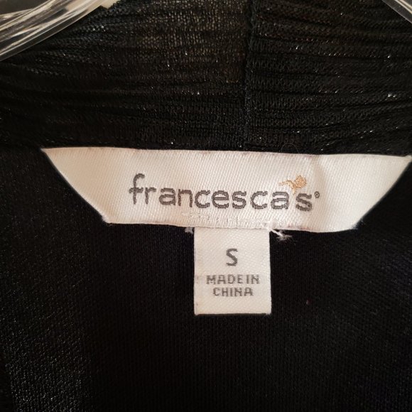 Francesca's Black Shimmer Mockneck Tie Swing Dress - Picture 4 of 7